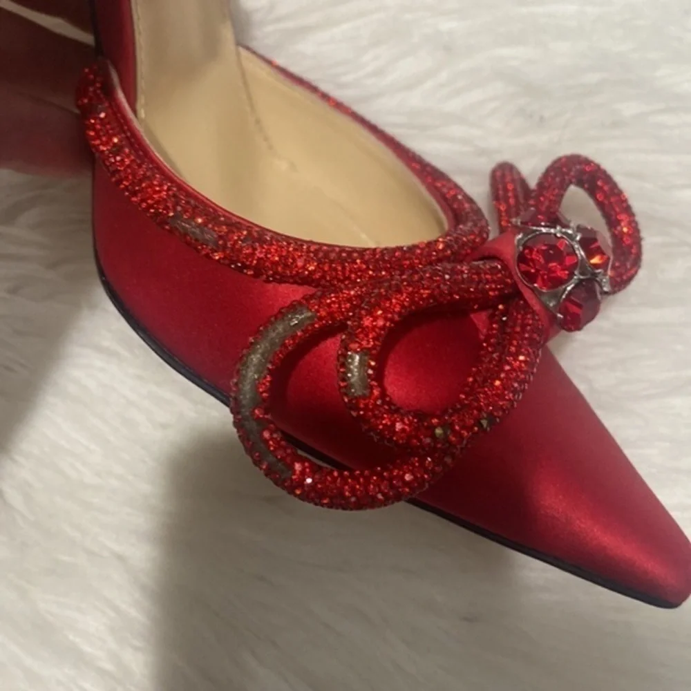 Mach & Mach Crystal Double Bow pointed toe pump size‎ 37.5EU